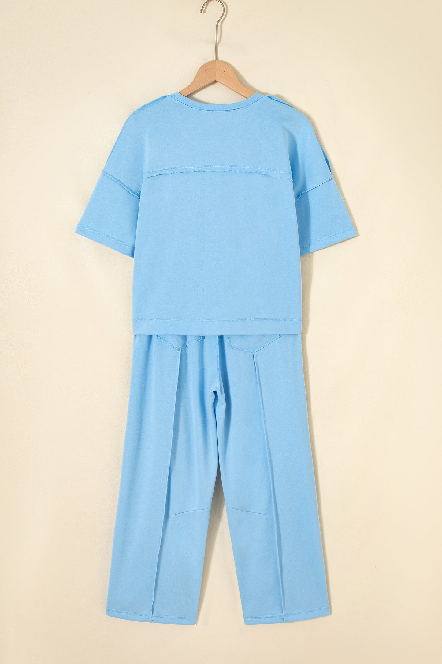 Solid Drop Shoulder Boxy Tee & Barrel Pants Set