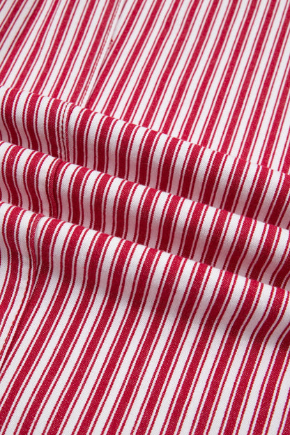Stripe Drawstring High Waist Loose Pants
