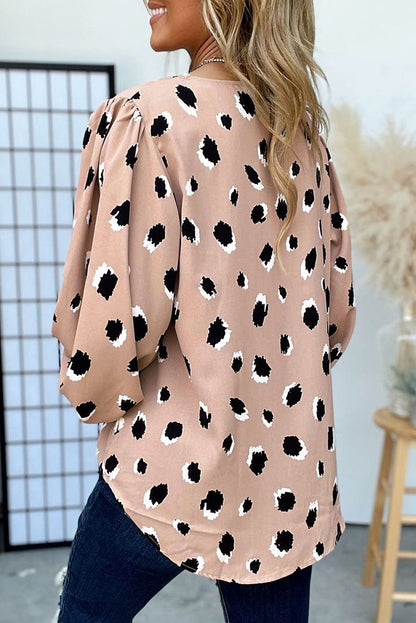 Leopard V-Neck 3/4 Sleeve Blouse