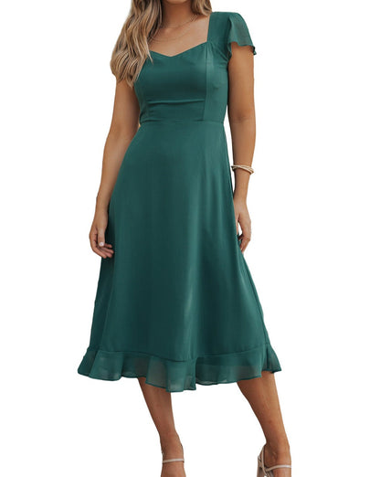 Sweetheart Short Sleeve Midi Dress