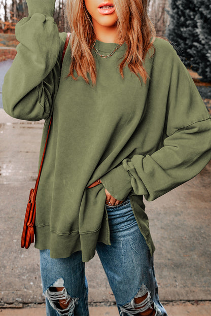 Ribbed Trim Drop Shoulder Sweatshirt