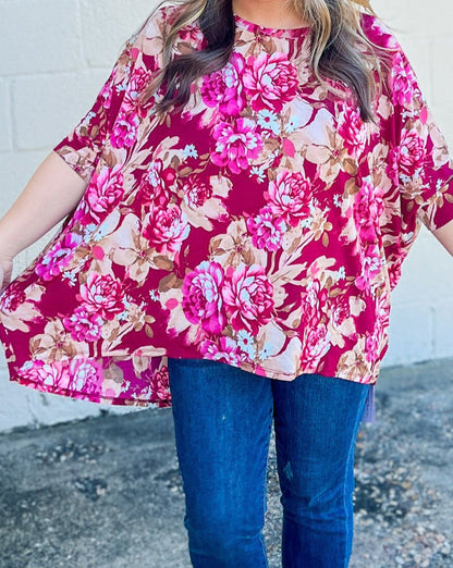 Floral Short Sleeve Blouse Plus Size