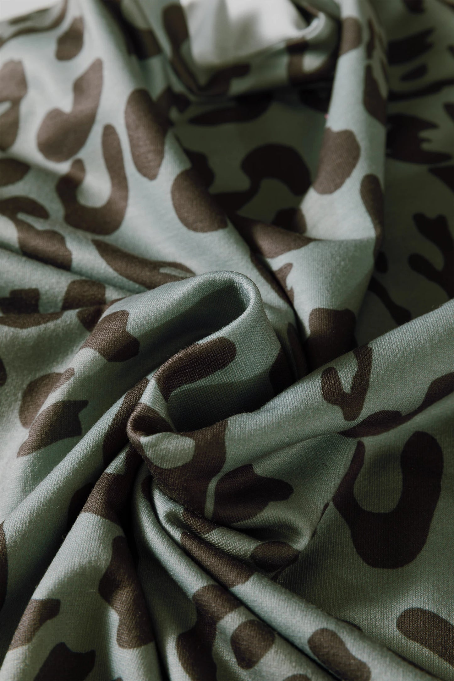 Leopard Varsity Stripe Trim Long Sleeve Top