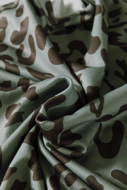 Leopard Varsity Stripe Trim Long Sleeve Top