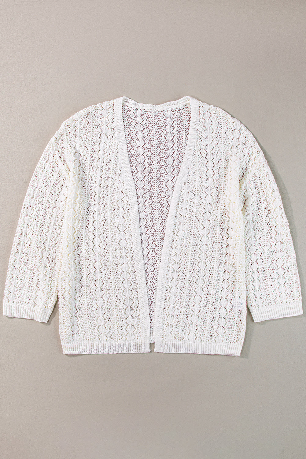 Hollowed Knit 3/4 Sleeve Cardigan