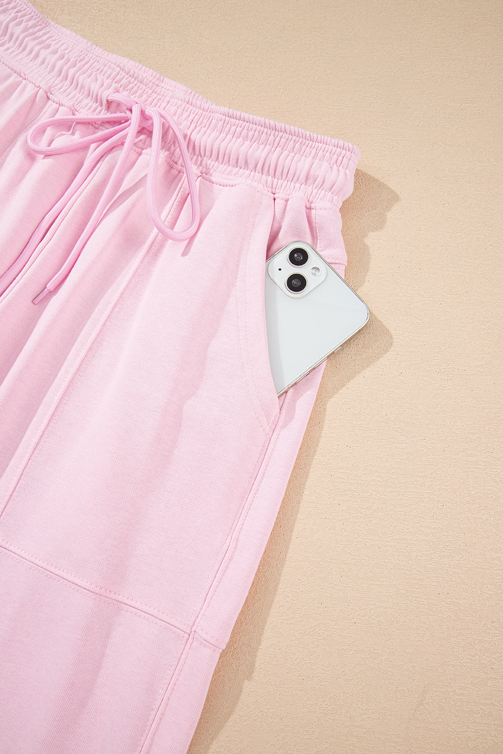 Solid Drawstring Elastic Waist Jogger Pants