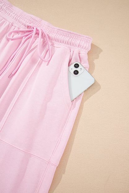 Solid Drawstring Elastic Waist Jogger Pants