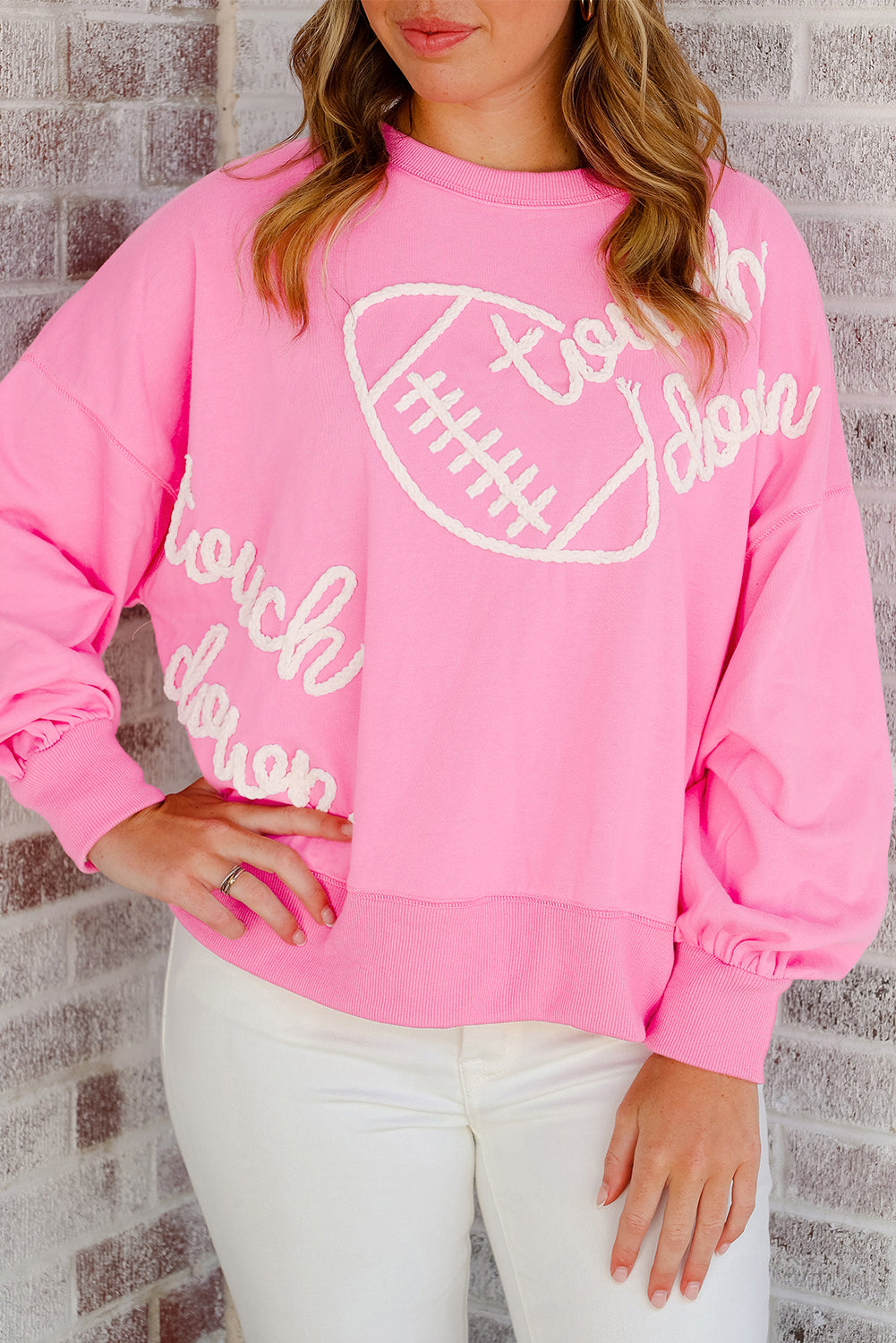 Touch Down Football Embroidered Sweatshirt