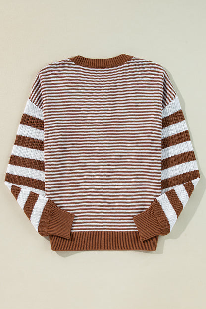 Stripe Cable Knit Textured Sweater