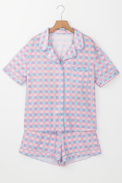 Checker Top and Shorts Pajama Set