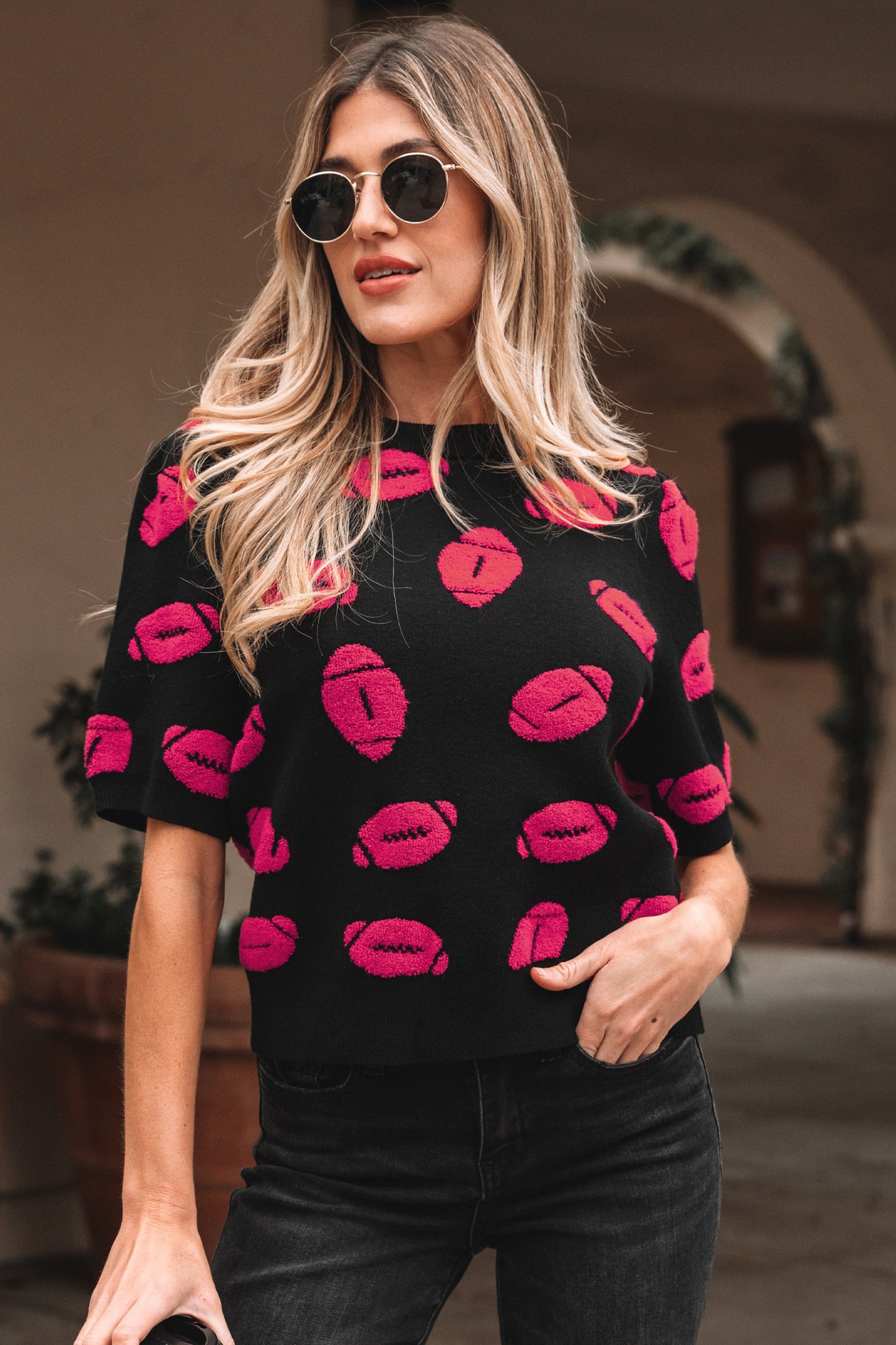 Game Day Football Short Sleeve Sweater