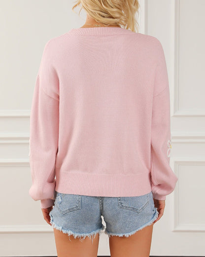 Floral Embroidered Crewneck Sweater