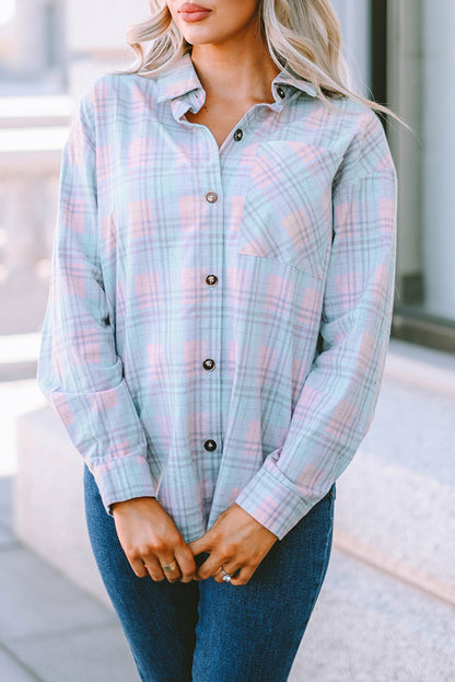 Plaid Long Sleeve Buttoned Shirt