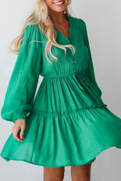 Frilled Puff Sleeve Mini Dress