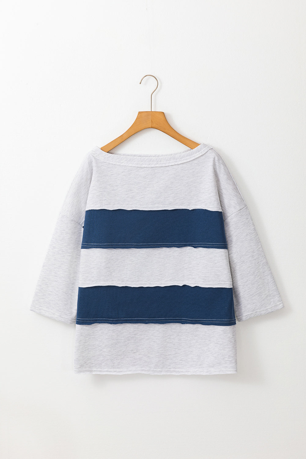 Colorblock Stripe 3/4 Sleeve Sweatshirt