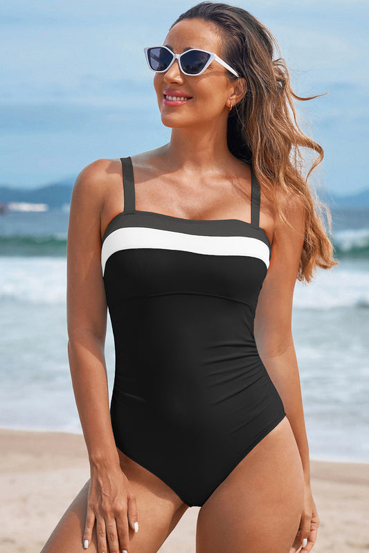 Colorblock Square Neckline One-Piece Swimsuit