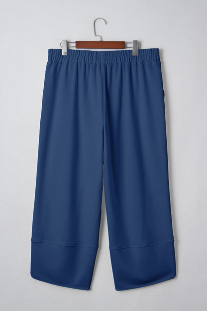 Plus Size Solid Asymmetrical Hem Capris Pants
