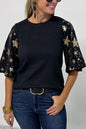 Star Sequin Lantern Sleeve Top