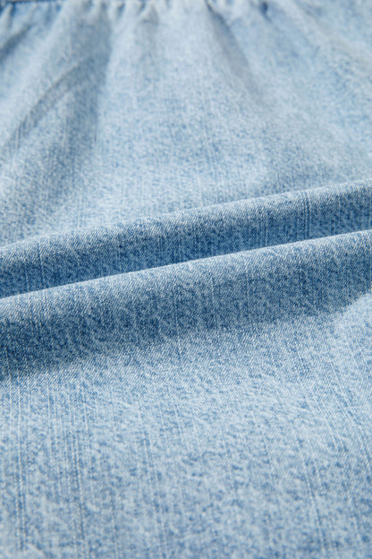 Denim Frayed Edge Acid Wash Shorts