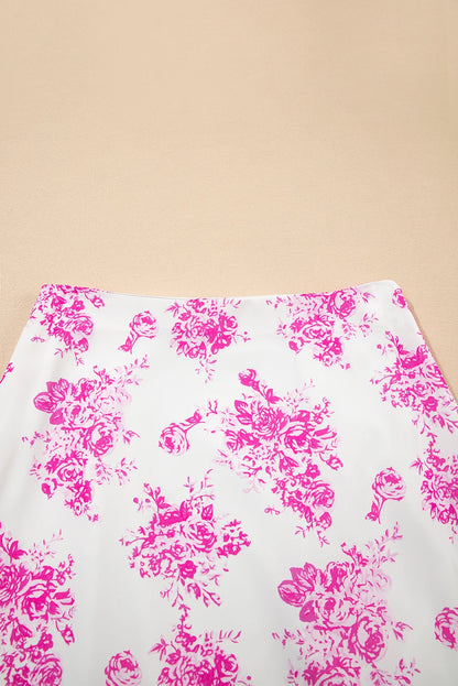 Floral Boho High Waist Ruffle Split Maxi Skirt