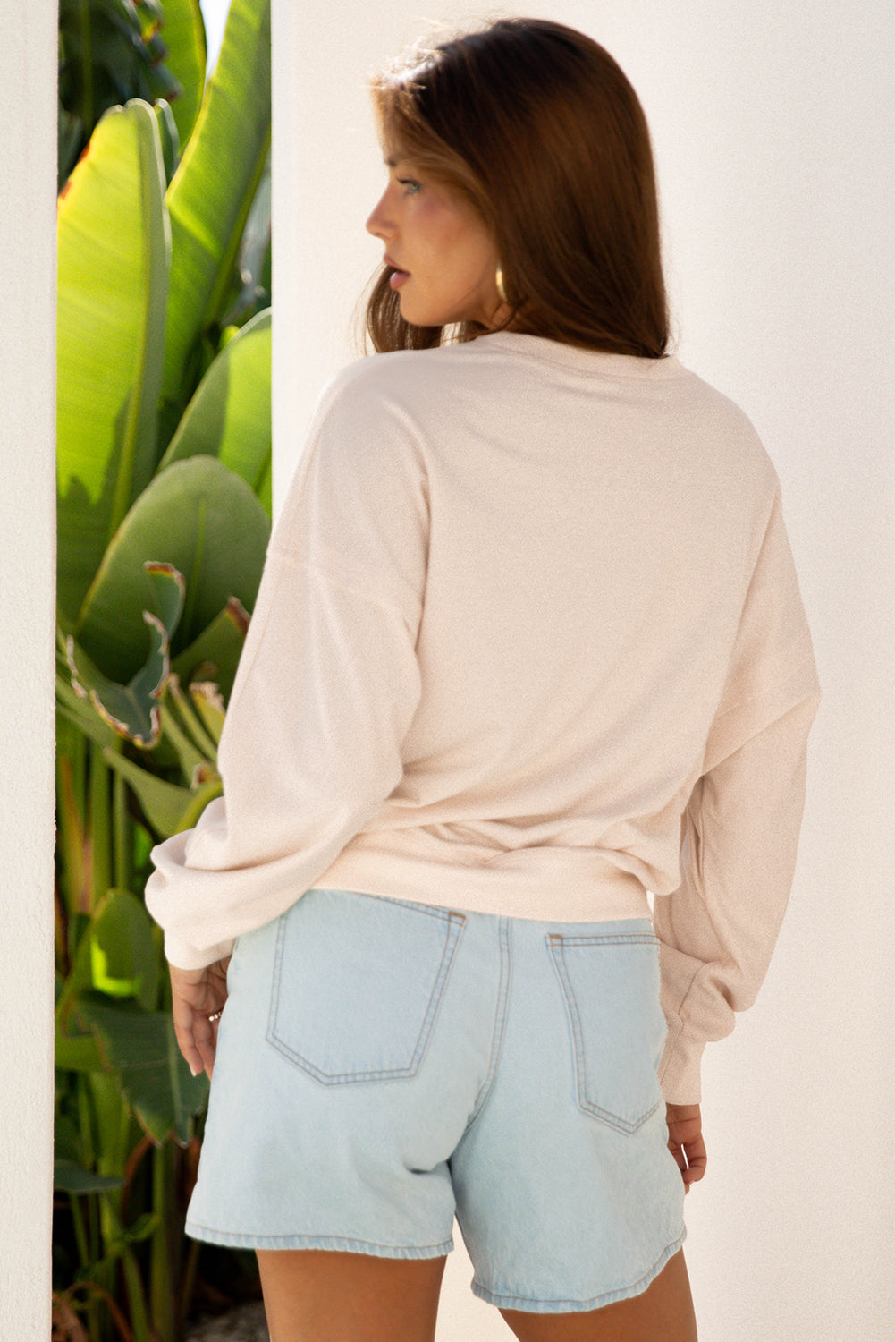 Flower Patchwork Raw Edge Drop Shoulder Top