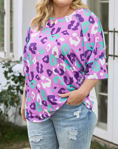 Leopard Short Sleeve Tee Plus Size