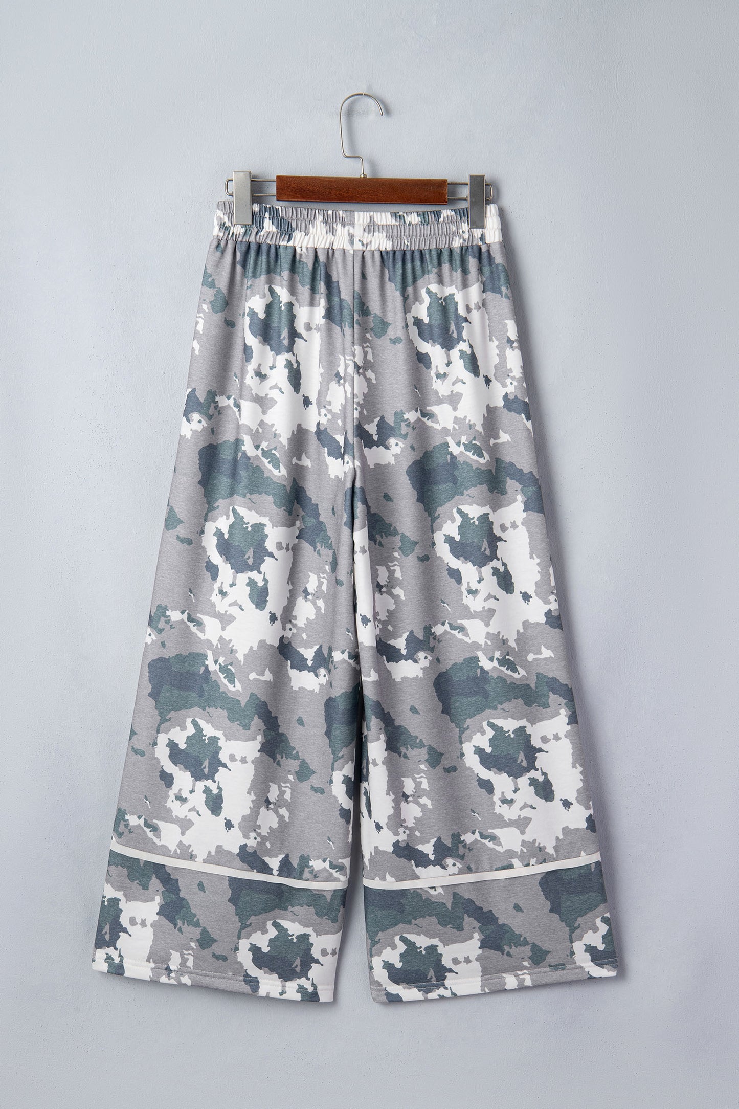 Camo Raw Edge Pocketed Drawstring Pants