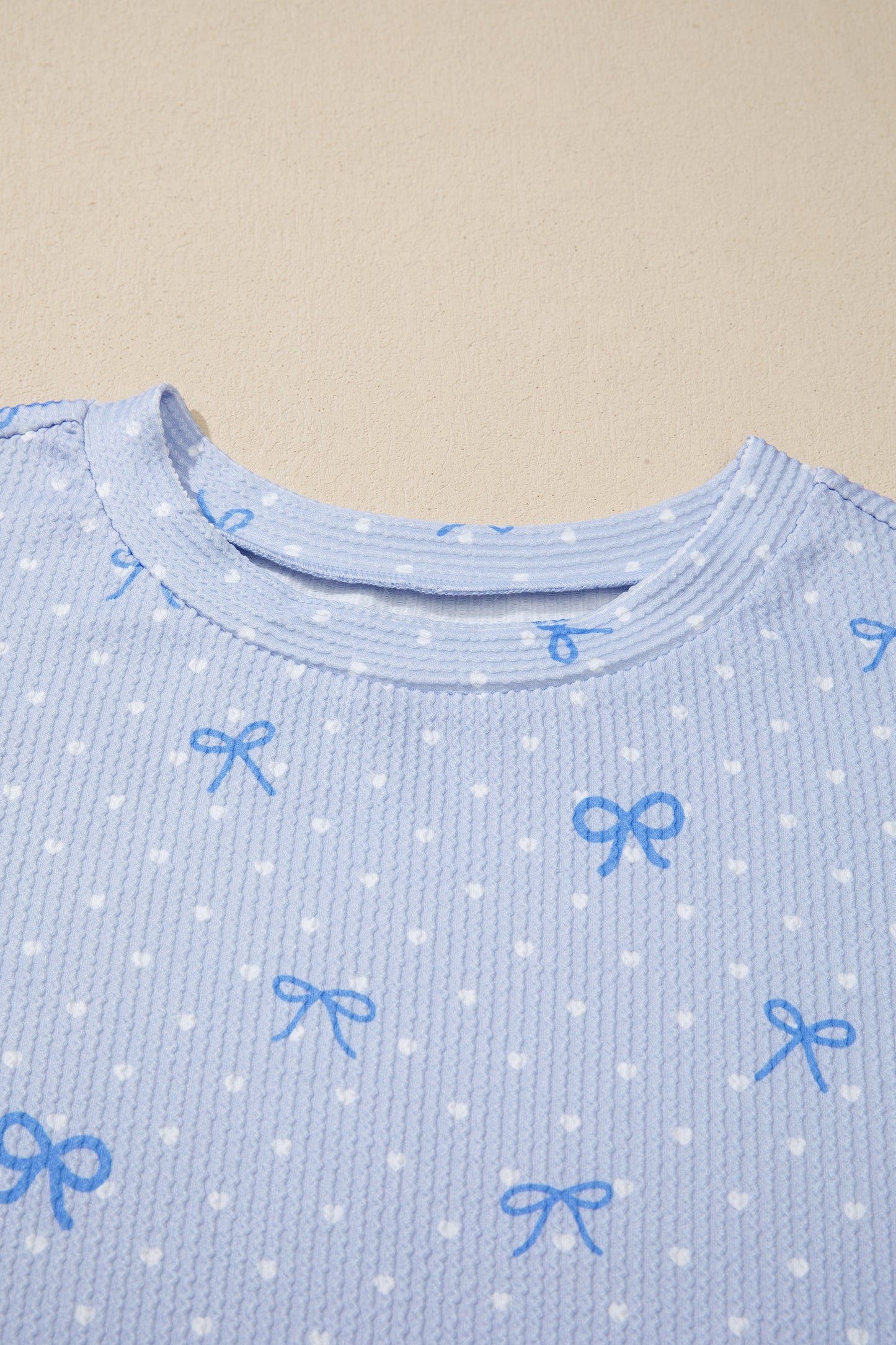 Polka Dot Heart Bow Top & Elastic Short Set