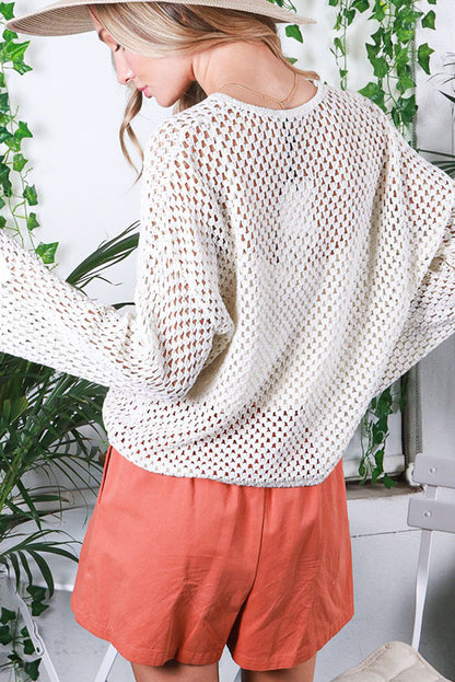 Hollowed Knit Long Sleeve Sweater