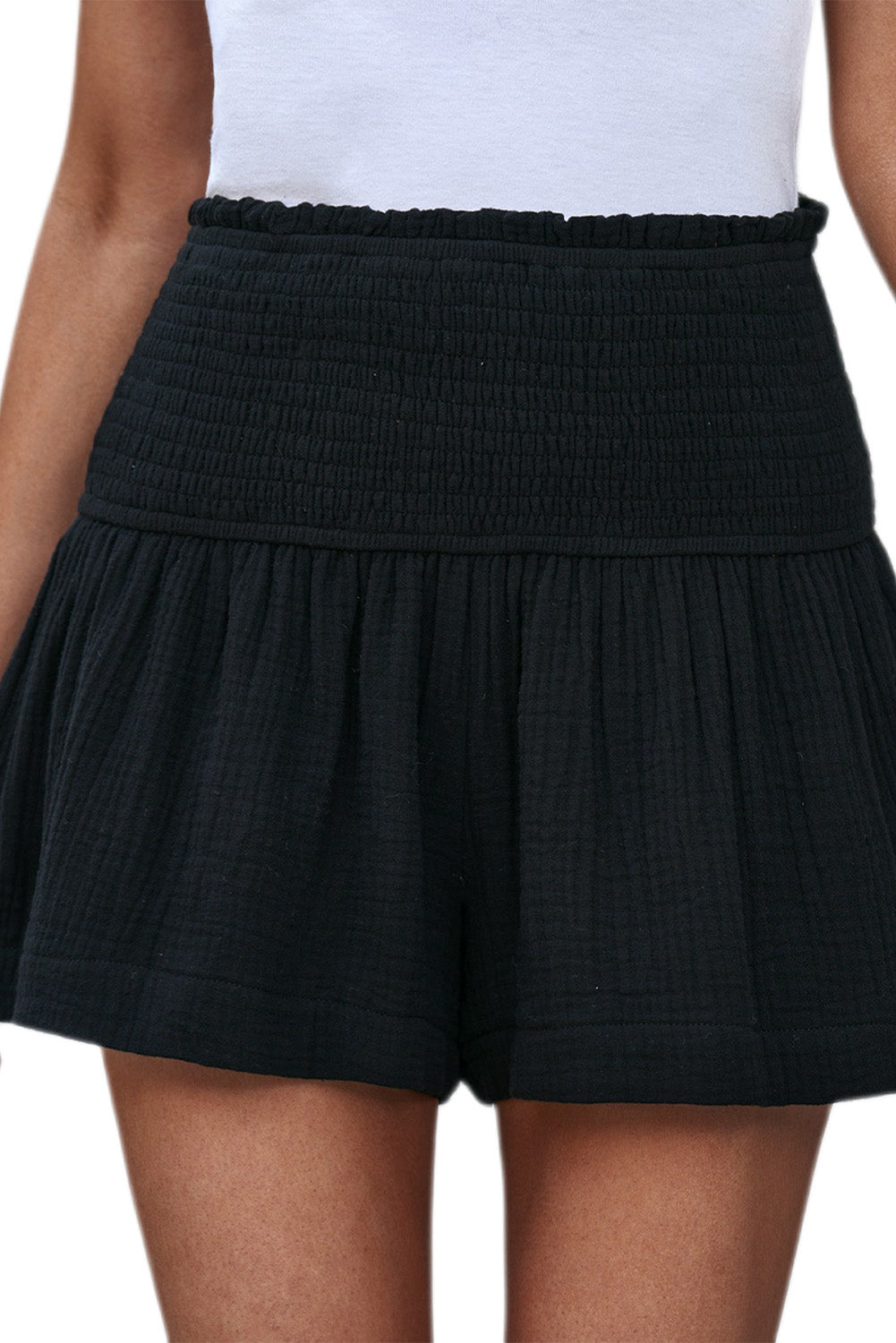 Gauze Smocked High Waist Shorts