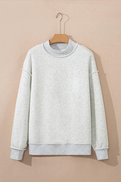 Solid Reversible Mock Neck Oversized Sweatshirt