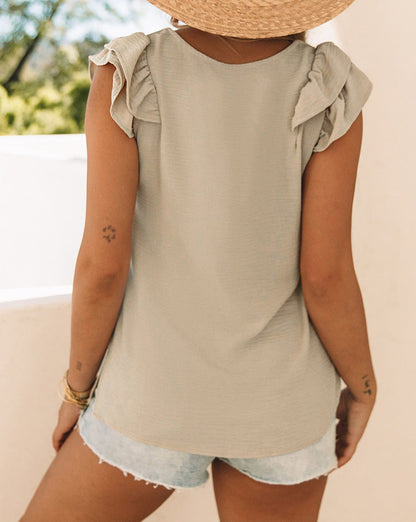 Flutter Sleeve V-Neck Tank Top