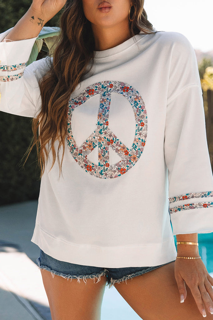 Floral Peace Wide Sleeve Top