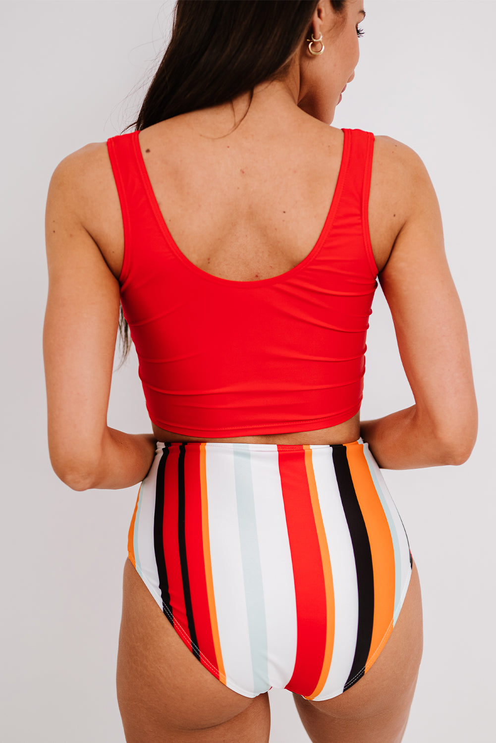 Colorblock High Waist Tankini Set