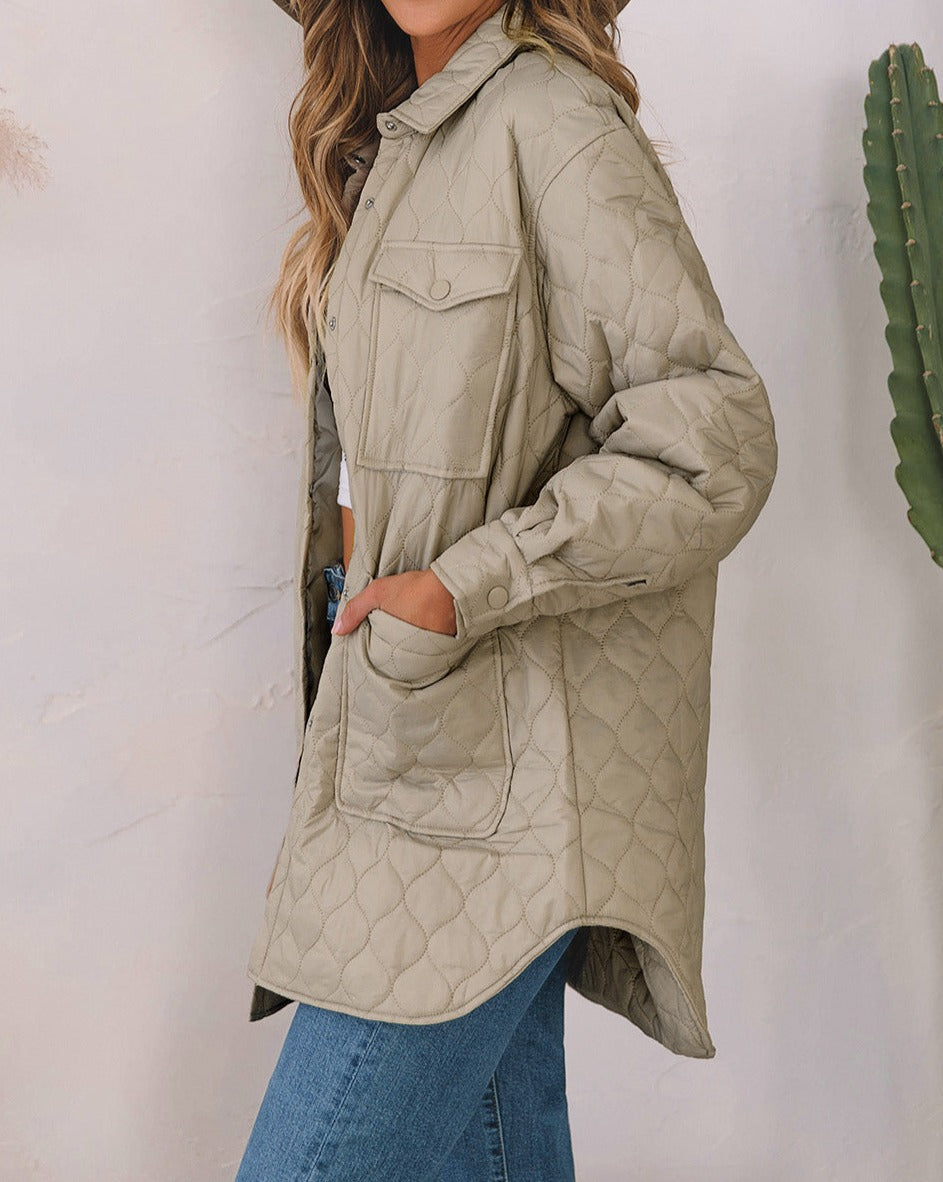 Quilted Buttoned Puffer Coat w/Pockets