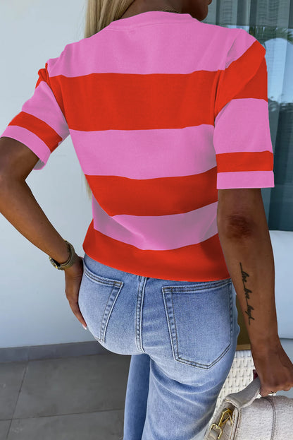 Colorblock Stripe Short Sleeve T-Shirt