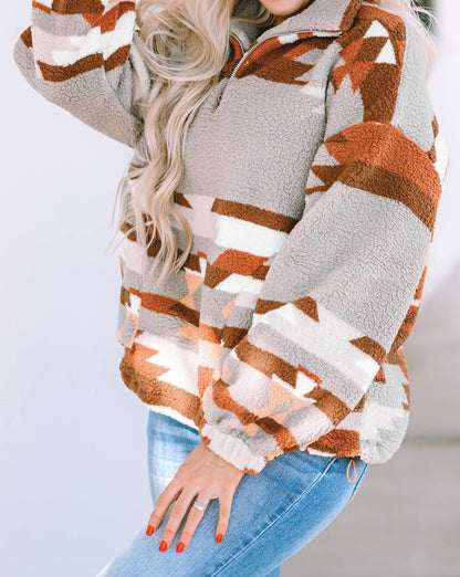 Aztec Fleece Quarter Zip Sweatshirt