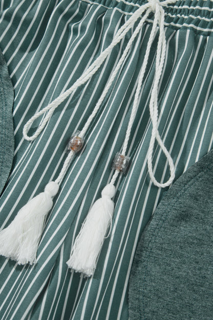 Stripe Patchwork Raw Seam Top & Pants Set