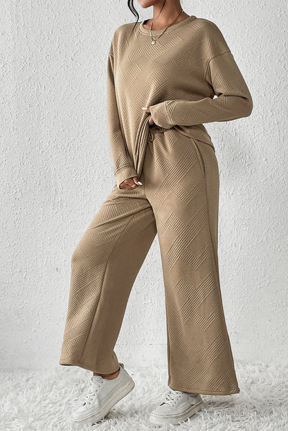Textured Top and Pants Set
