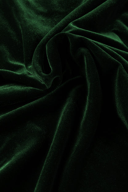 Velvet Mock Neck Puff Sleeve Blouse