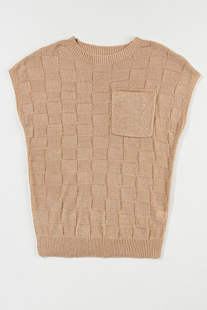 Lattice Textured Short Sleeve Sweater