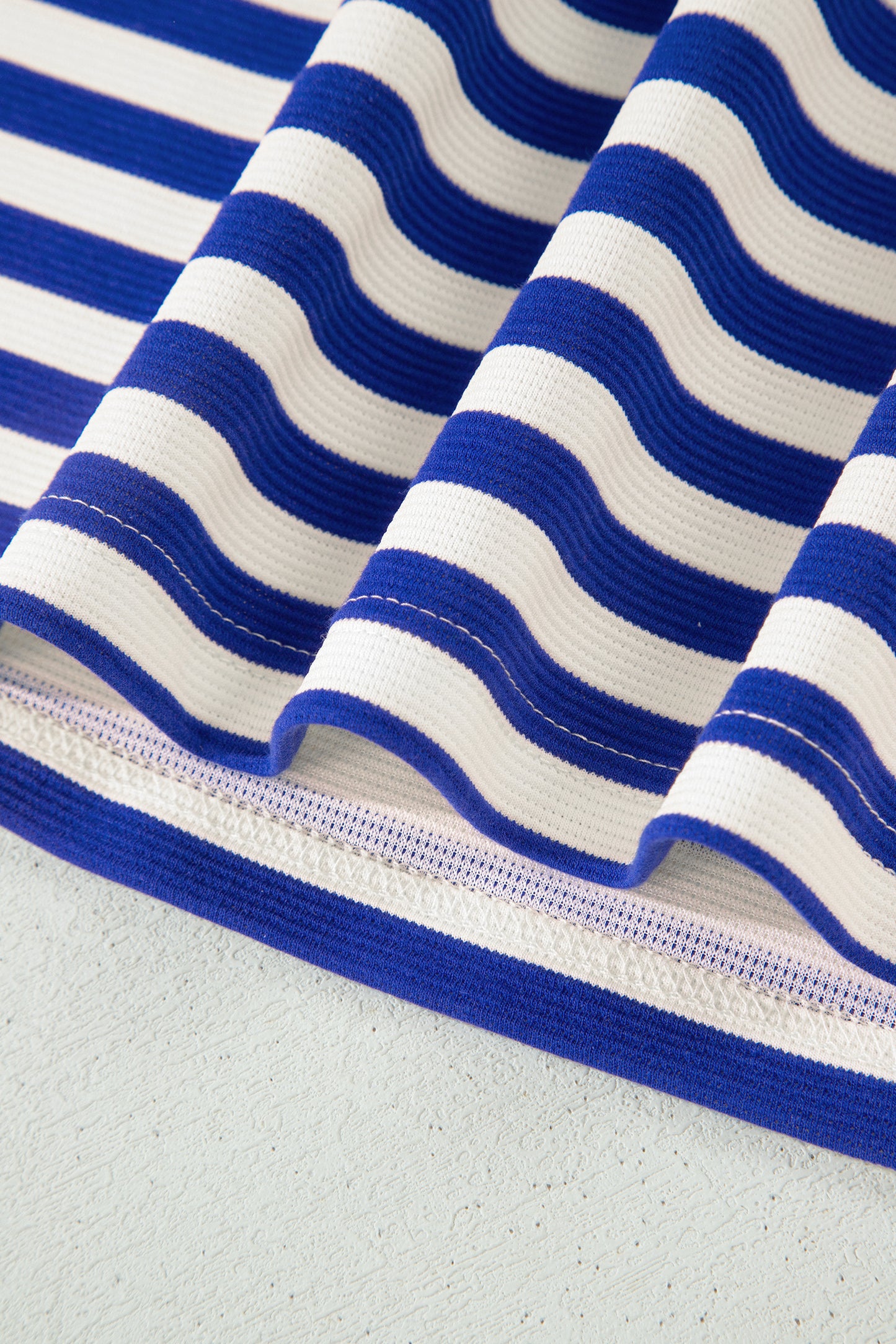 Stripe Textured Zip Collar Top & Skort Set