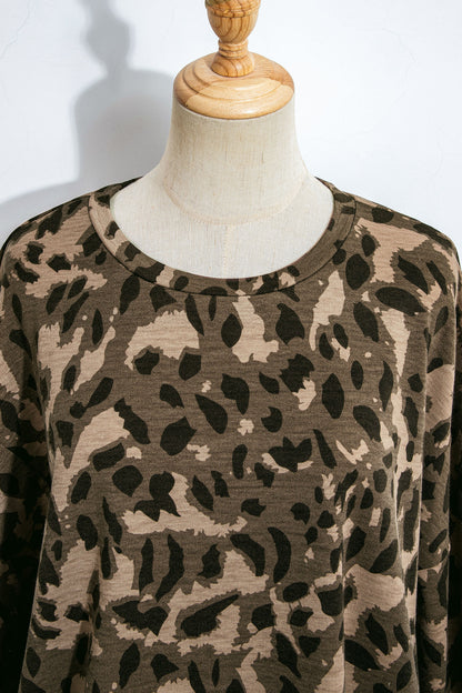 Leopard Patchwork Pullover and Drawstring Pant Set