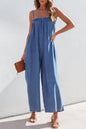 Denim Wide Leg Jumpsuit w/Pockets