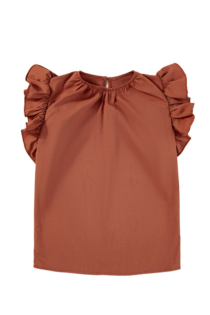 Ruffle Trim Sleeveless Blouse