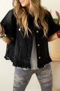 Denim Raw Edge Ruffle Jacket