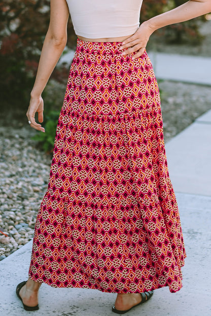 Boho Floral Tiered Maxi Skirt