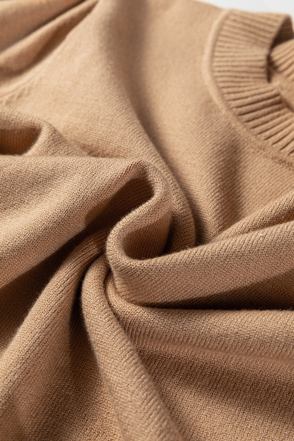 Solid Knit Short Puff Sleeve Sweater