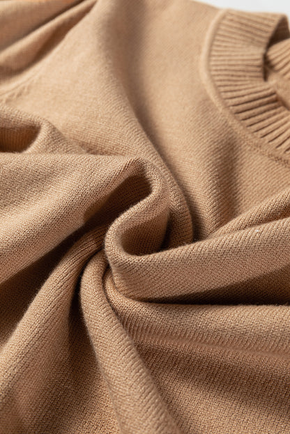 Solid Knit Short Puff Sleeve Sweater