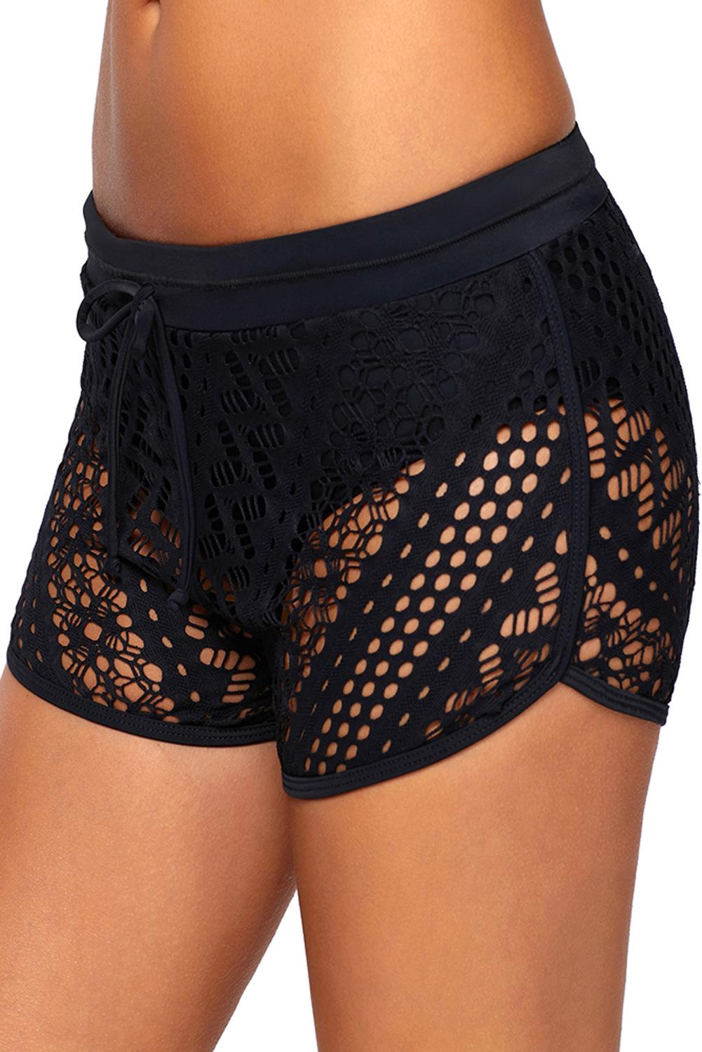 Hollowed Lace Overlay Swim Shorts